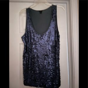 Navy Sequined Tank Top